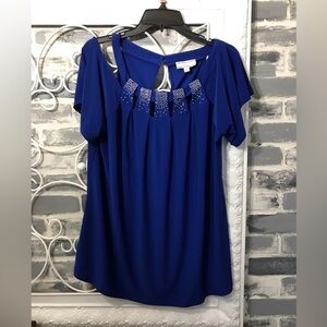 Royal Blue/silver studs cold shoulder top